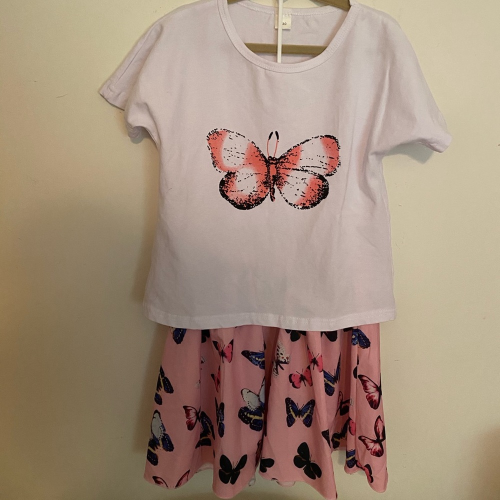 Girls Butterfly top w/ matching skirt